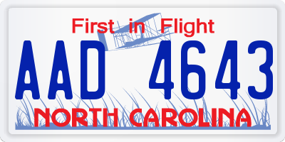 NC license plate AAD4643