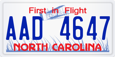 NC license plate AAD4647