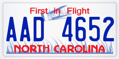 NC license plate AAD4652