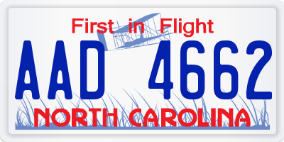 NC license plate AAD4662