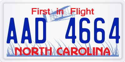 NC license plate AAD4664