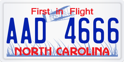 NC license plate AAD4666