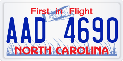 NC license plate AAD4690