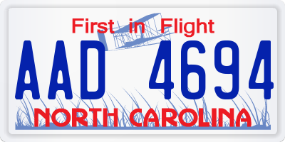 NC license plate AAD4694