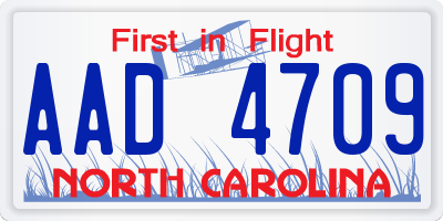 NC license plate AAD4709