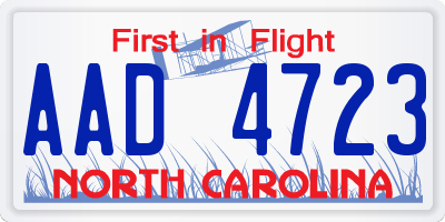 NC license plate AAD4723