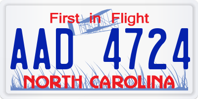 NC license plate AAD4724
