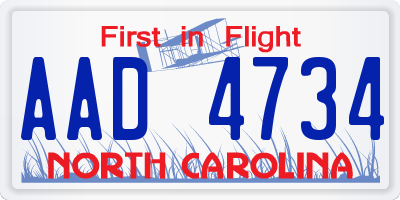 NC license plate AAD4734