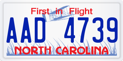 NC license plate AAD4739