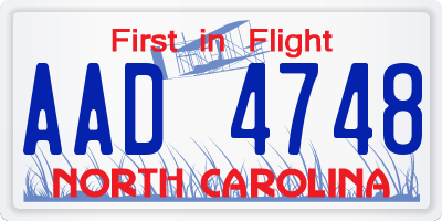 NC license plate AAD4748