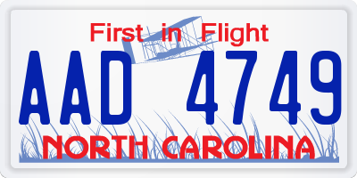 NC license plate AAD4749