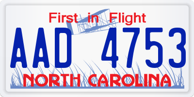 NC license plate AAD4753