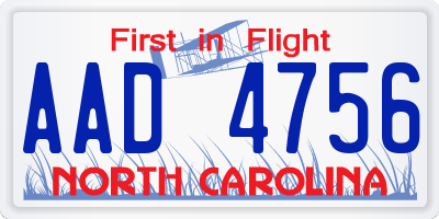NC license plate AAD4756