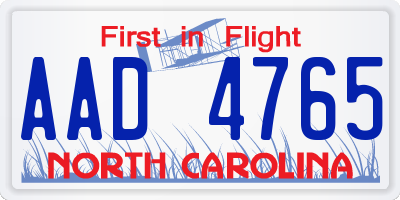 NC license plate AAD4765