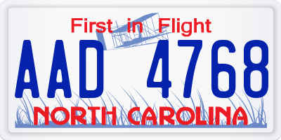 NC license plate AAD4768