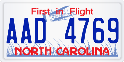 NC license plate AAD4769