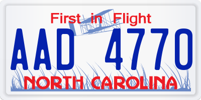 NC license plate AAD4770