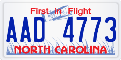 NC license plate AAD4773