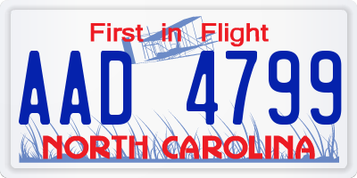 NC license plate AAD4799