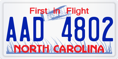 NC license plate AAD4802