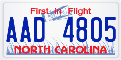 NC license plate AAD4805