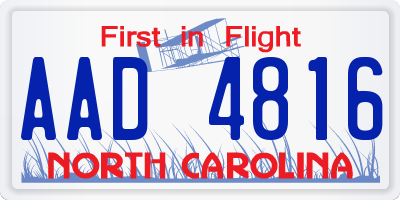 NC license plate AAD4816