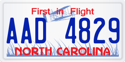 NC license plate AAD4829