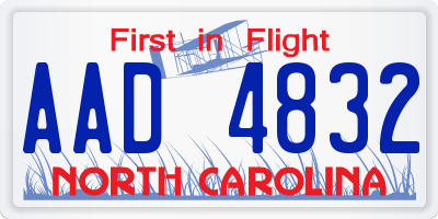 NC license plate AAD4832