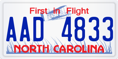 NC license plate AAD4833