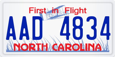 NC license plate AAD4834