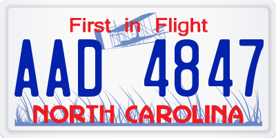 NC license plate AAD4847