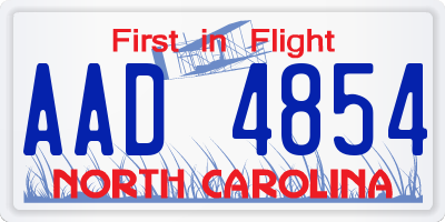 NC license plate AAD4854