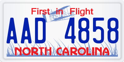 NC license plate AAD4858