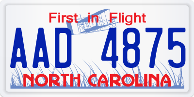 NC license plate AAD4875