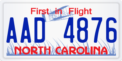 NC license plate AAD4876