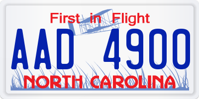 NC license plate AAD4900