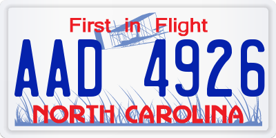 NC license plate AAD4926
