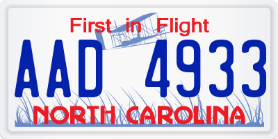 NC license plate AAD4933