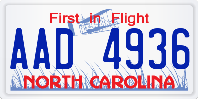 NC license plate AAD4936