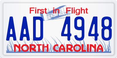 NC license plate AAD4948
