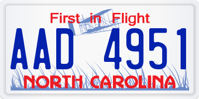 NC license plate AAD4951