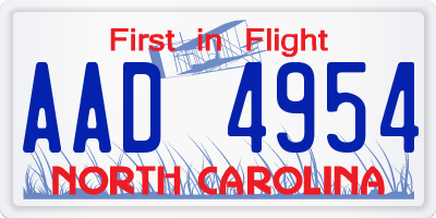 NC license plate AAD4954