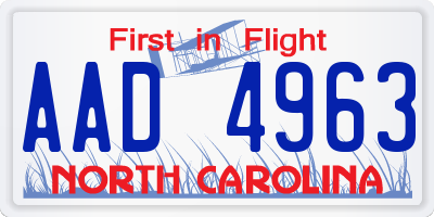 NC license plate AAD4963