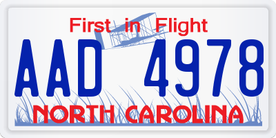 NC license plate AAD4978