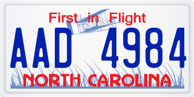 NC license plate AAD4984