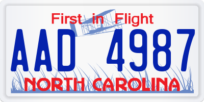 NC license plate AAD4987