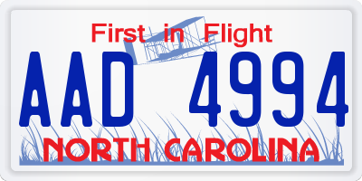 NC license plate AAD4994