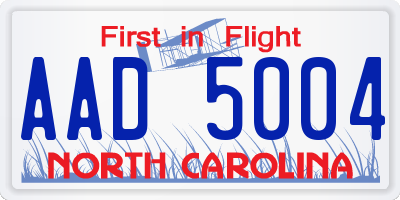NC license plate AAD5004