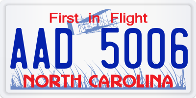 NC license plate AAD5006