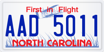 NC license plate AAD5011